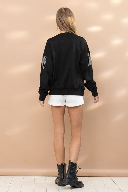 Rita "Rhinestone Fringe Pullover"