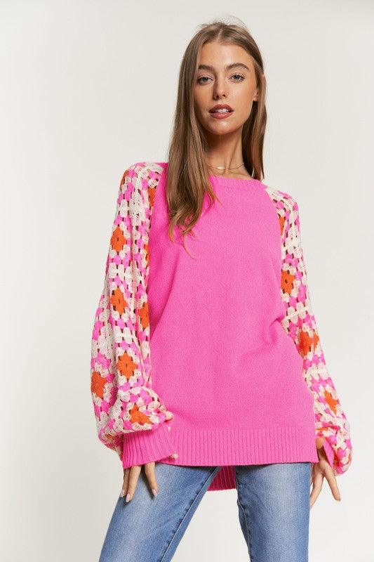 Crochet Long Sleeve Knit Sweater