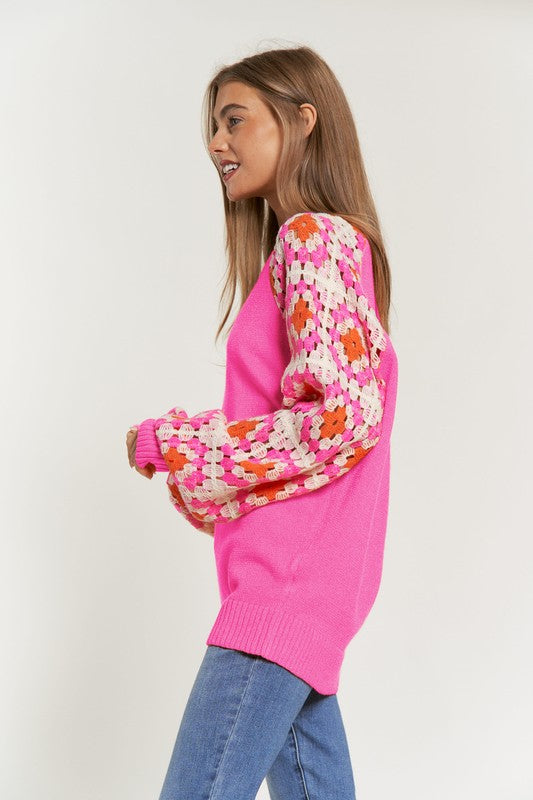 Crochet Long Sleeve Knit Sweater