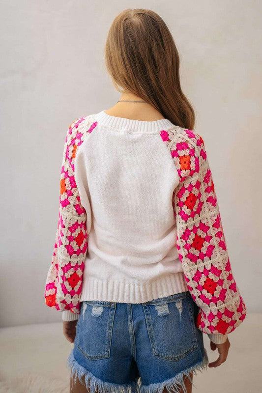 Crochet Long Sleeve Knit Sweater