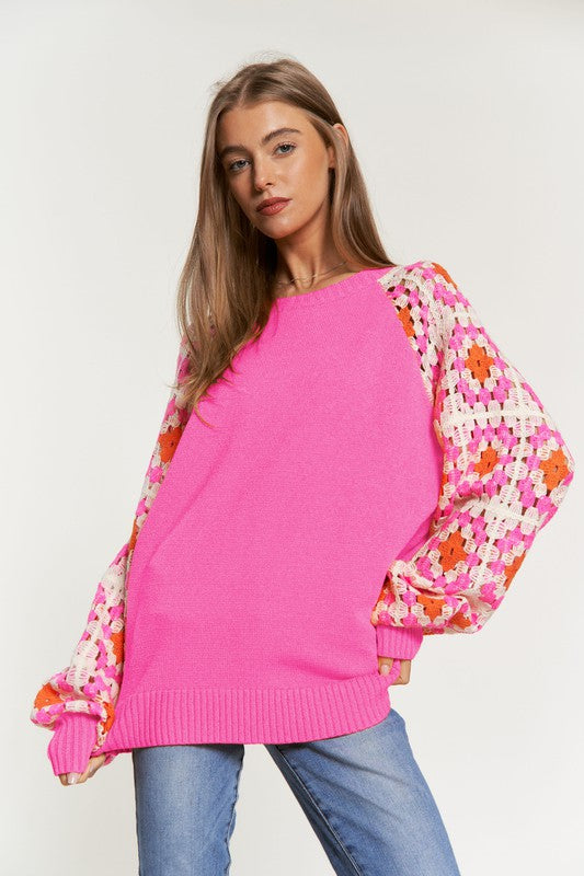 Crochet Long Sleeve Knit Sweater