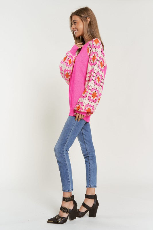 Crochet Long Sleeve Knit Sweater