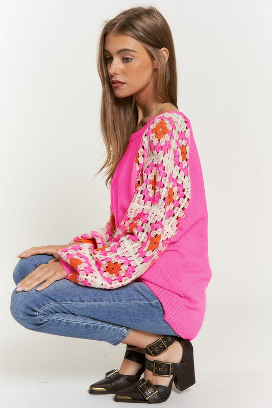 Crochet Long Sleeve Knit Sweater