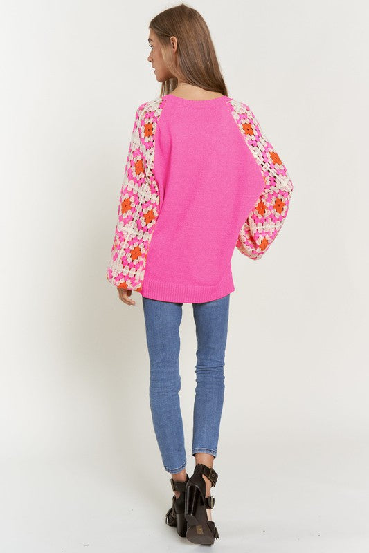 Crochet Long Sleeve Knit Sweater