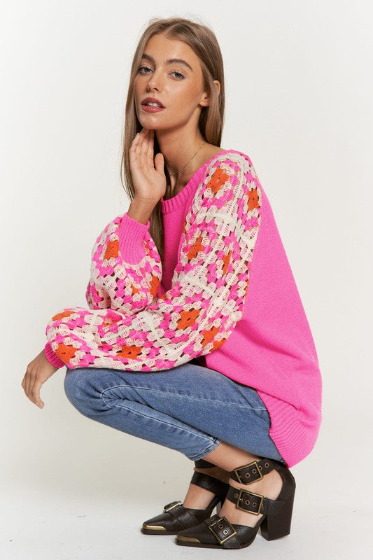 Crochet Long Sleeve Knit Sweater