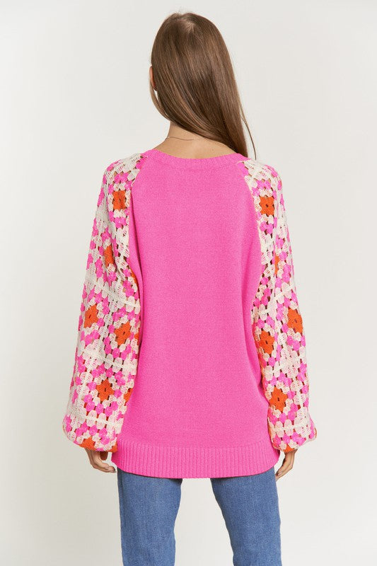 Crochet Long Sleeve Knit Sweater