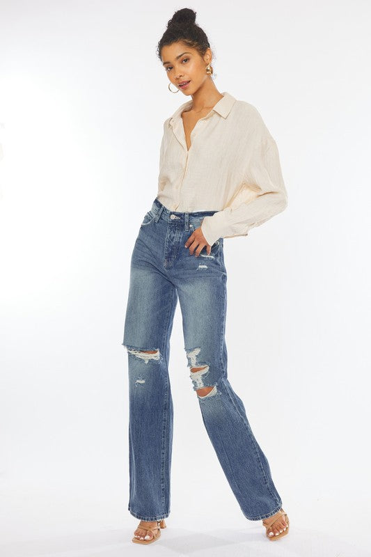 Kan Can {ULTRA HIGH RISE DISTRESSED FLARE-KC8682M}