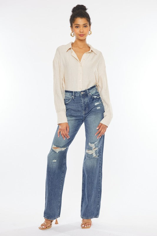 Kan Can {ULTRA HIGH RISE DISTRESSED FLARE-KC8682M}
