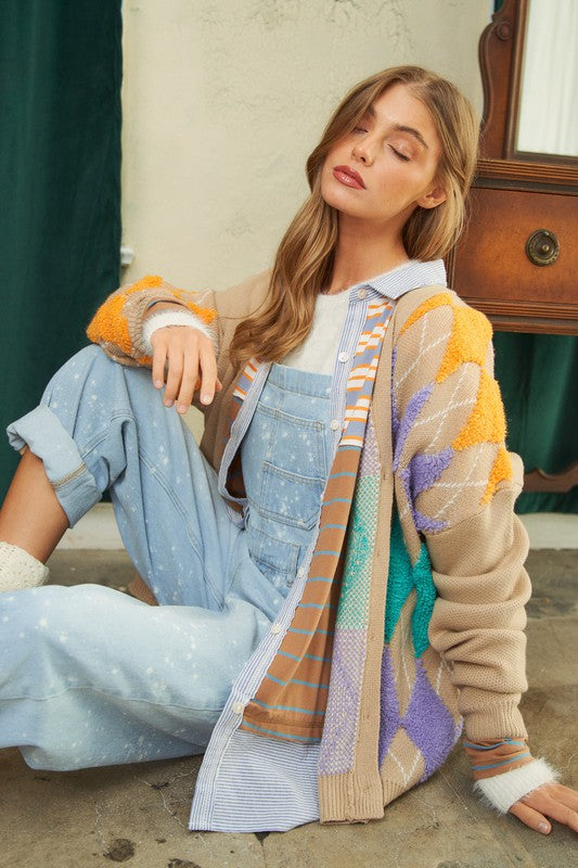 Argyle Loose Fit {knit cardigan}