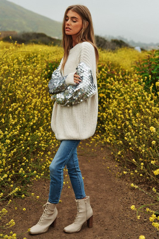 Sequin Sleeve Sweater {knit tunic}