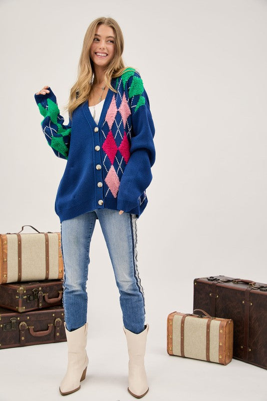 Argyle Loose Fit {knit cardigan}
