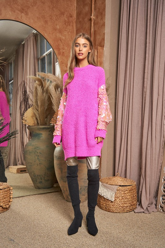 Sequin Sleeve Sweater {knit tunic}