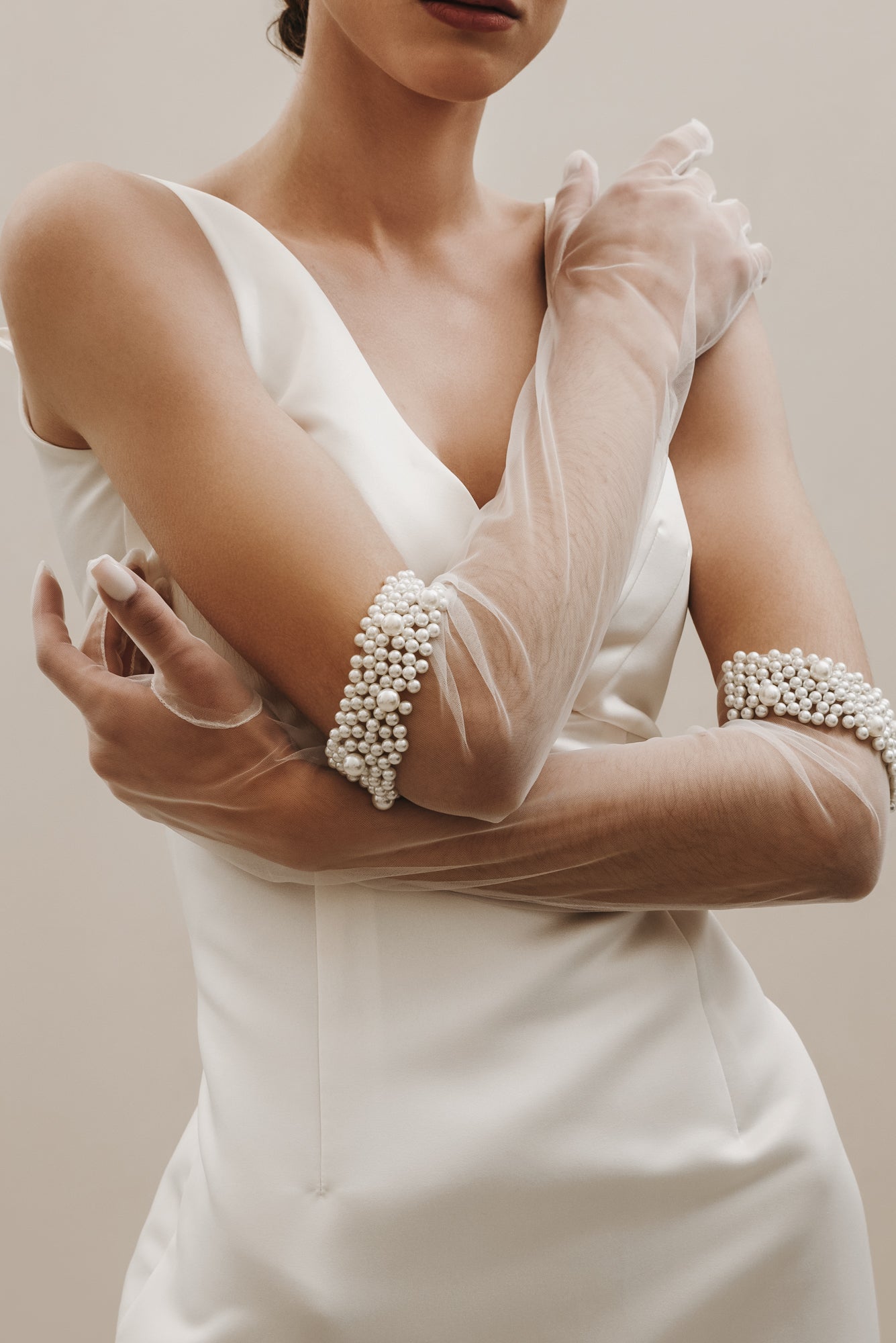 Pretty in pearl cuff gloves