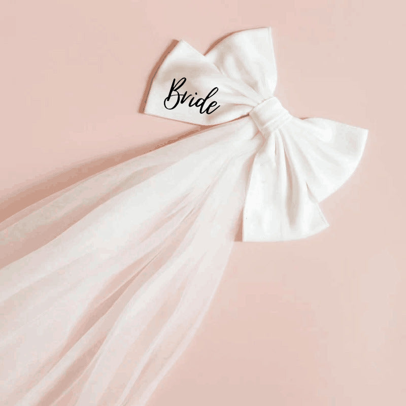 Wedding Bachelor Party Bride Big Bow Hairpin Veil