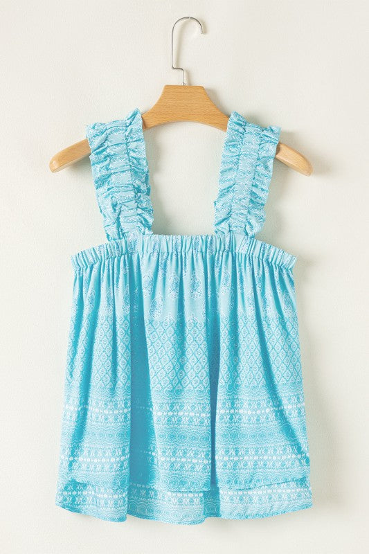 Boho Ruffle Wide Strap Loose Tank Top – The Dress Bachelorette