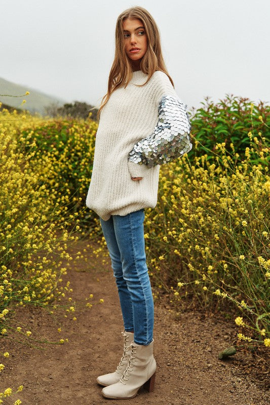 Sequin Sleeve Sweater {knit tunic}